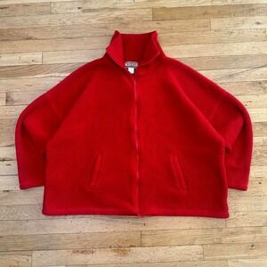 Vintage 90s Red Boxy Fleece Zip Up